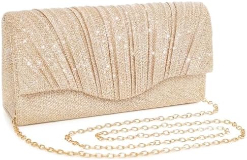 Zibuyu® Glitter Purse Bag for Women With Removable Chain, Handbag Sling for Women, Elegant Evening Handbag for Wedding Cocktail Party and Festive Occasions