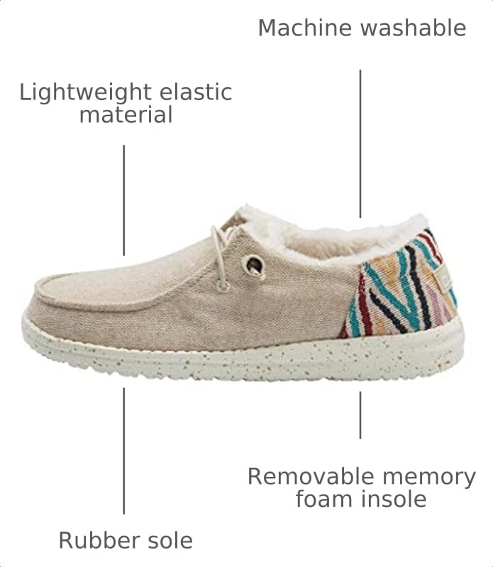 Image of HEYDUDE Women's Wendy Funk Wool Beige Size 8 | Women's Shoes | Women's Lace Up Loafers | Comfortable & Light-Weight