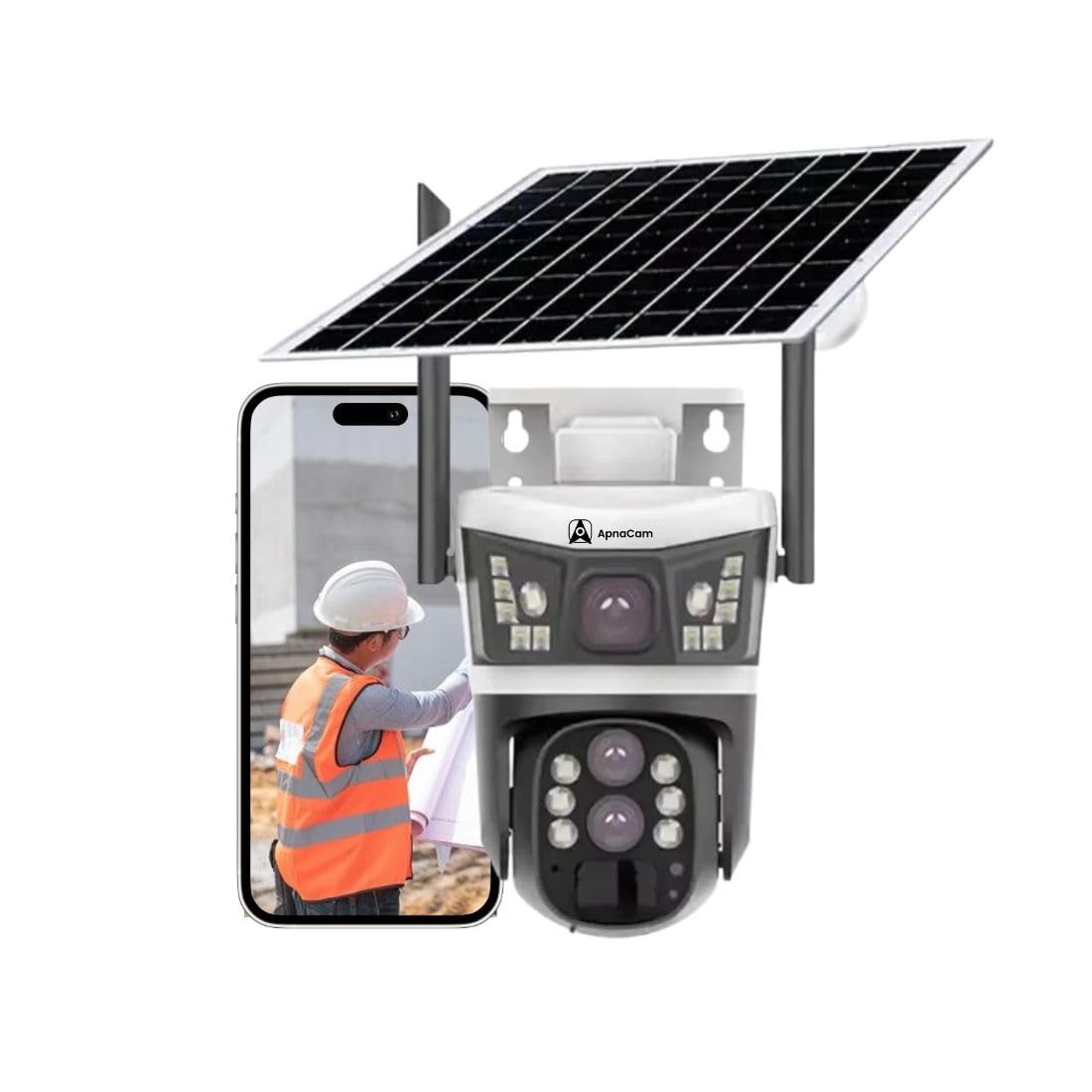 ApnaCam 5+5MP 4G Solar Powered Security Camera | 3 Screen View | IR 30m Night Vision | 3 Channel CCTV with 128GB Storage | Waterproof Outdoor Camera with Motion Detection & Two-Way Audio-image-3