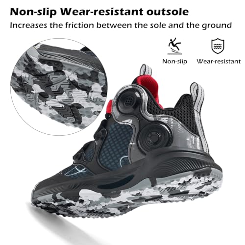 Image of VITUOFLY Kids Basketball Shoes Boys Sneakers Girls Mid-top Sports Shoes | Ankle protection, Non-slip TPR outsole, Cushioned shock-absorbing EVA midsole, Indoor outdoor sports for little & big kids