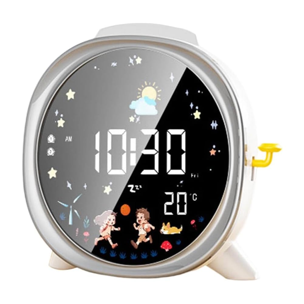 UDSKNV[KSL LCD Digital Alarm Clock with Intelligent Wake Up Function, Double Alarm, Temperature Display, Night Light for Bedroom Kids