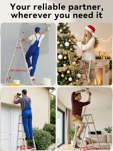 Image of 6 Step Telescoping Ladder, 5.4FT Adjustable Ladder with Safety Lock