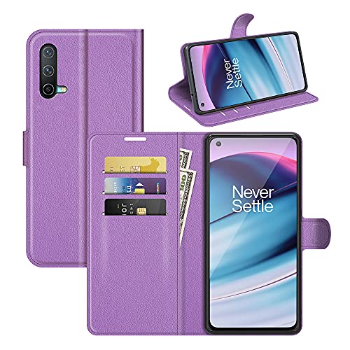 Fertuo Funda para Oneplus Nord CE 5G, Carcasa Libro con Tapa de Cuero Piel Wallet Case Flip Cover con Kickstand, Hebilla Magnetica, Ranuras para Tarjetas para Oneplus Nord CE 5G, Púrpura