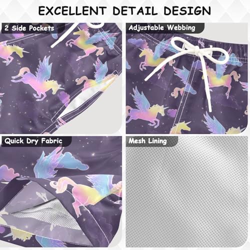 Boys Swim Trunks Quick Dry UPF 50+ Beach Board Shorts Kids Bathing Suits Swimsuit 2T Rainbow Unicorn3