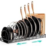 AKSONMN Expandable Pot and Pan Organizer Rack - Adjustable Kitchen Cabinet Holder for Pots, Lids, and Pans