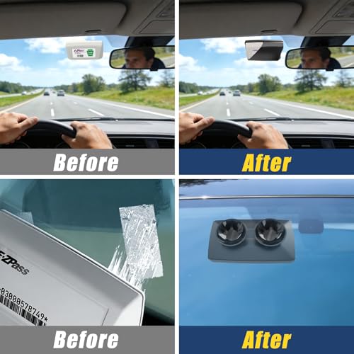 Image of Zeyitian EZ Pass Holder with Super Strong Suction Cups for Windshield. Ezpass Holder Toll Pass Transponder iPass Holder (Black, 1pack)