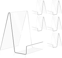 Trophable 6 Pack Clear Acrylic Book Stands - Thickened Small Display Easels for Books, Tablets, Magazines, Notebooks & CDs
