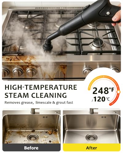 Image of 300F Steam Cleaner for Home, 4.5 Bar, With 21 Accessories | Floor, Window, Oven, Grout, Furniture| Kitchen, Bathroom| 1.5L Tank| 5M Power Cord| Steamer Cleaning| Safety Lock| White
