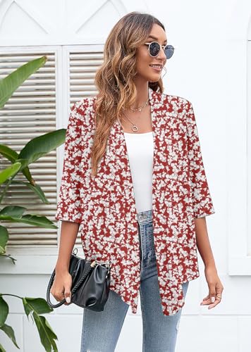 Image of Heymoments Women's Lightweight Open Front Cardigans 3 /4 Sleeve Casual Soft Drape Fall Cardigan S-2XL