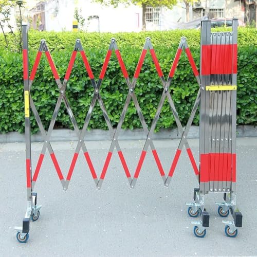 QD-WST フェンス 伸縮フェンス ステンレス 伸縮可能 キャスター付き バリケード 安全柵 高さ1.2m 工事現場 建設現場 侵入防止 工場 道路 幅5m