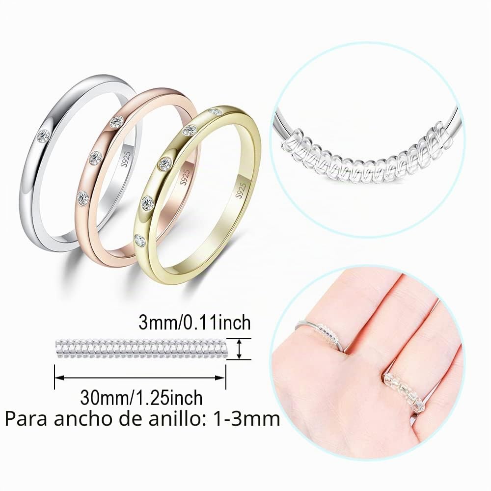 JewelryPalace 3Pcs Anillos Mujer Plata Oro Rosa Chapado en Oro 14k, Pavé Banda de Boda Apilable, Anillo Promesa Clásico Niña Circonitas, Conjunto Anillos Joyas de Mujer