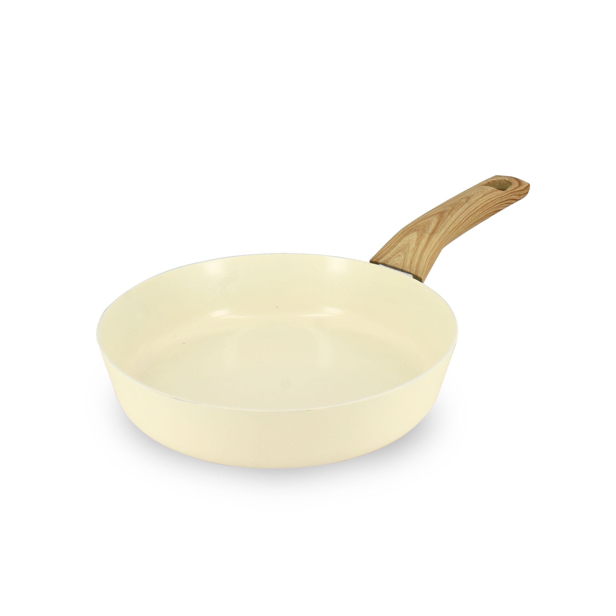 MENASTYL - Poêle 20cm Colorama crème - En Aluminium - Revêtement antiadhésif en céramique - Tous feux dont induction