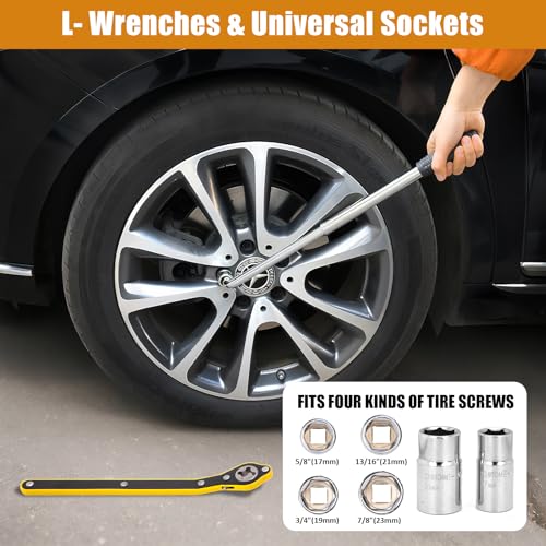 Image of Car Jack Kit 2 Ton (4,409 lbs) Portable Scissor Jack for Car, Tire Jack Changing Kit with Lug Wrench, Black