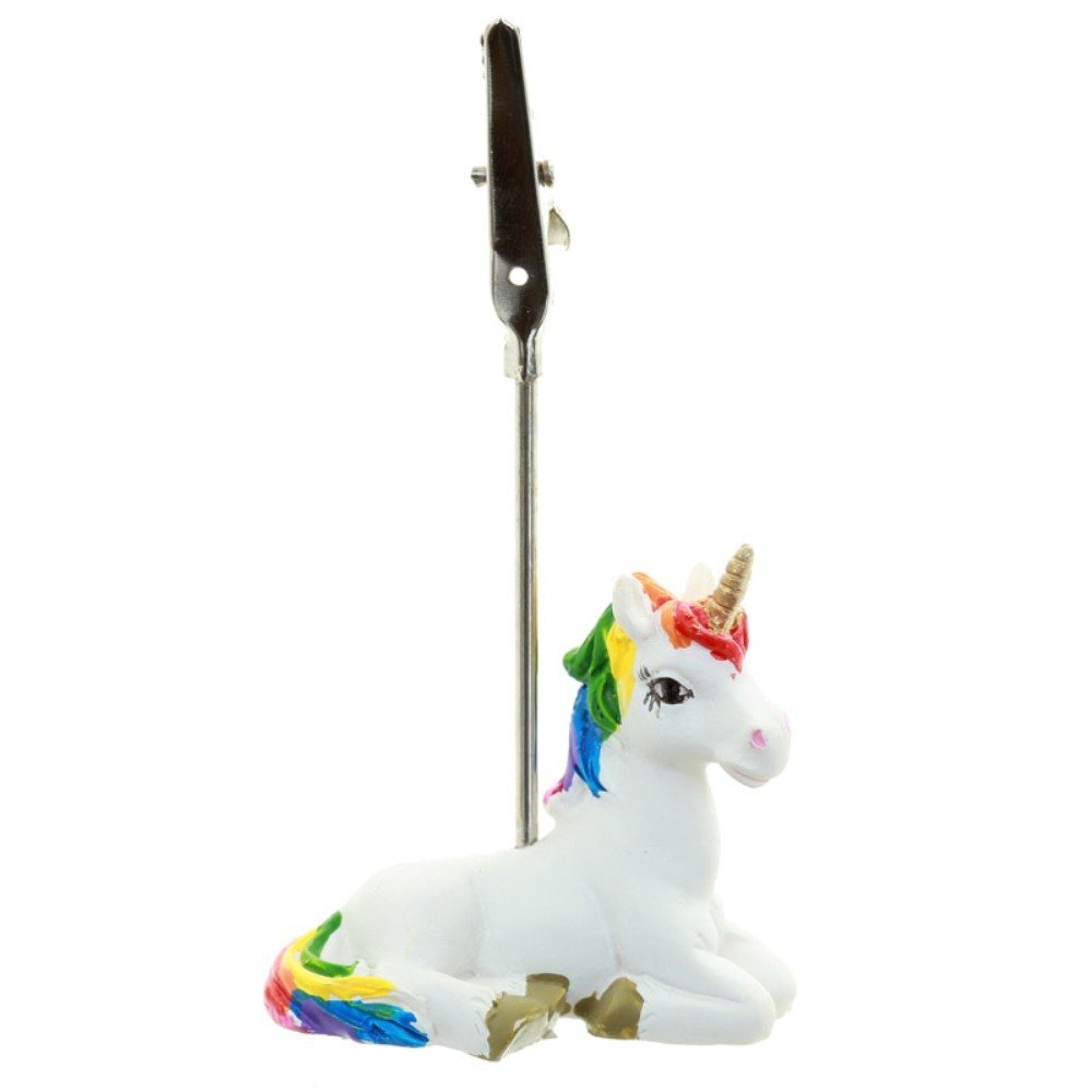 Carte postale et clip mémo licorne arc-en-ciel 8,5 cm pour bureau