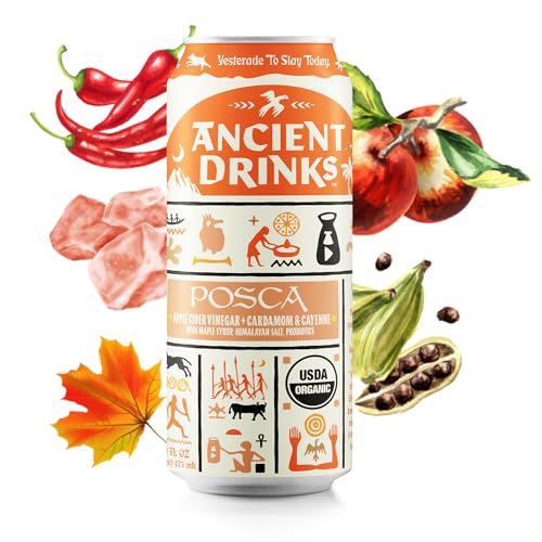 ANCIENT DRINKS Posca Apple Cider Vinegar Electrolyte Drink – Organic ACV Hydration Beverage with Probiotics & Natural Electrolytes – Ancient Roman Inspired Sports Drink – Cayenne & Cardamom – 16 oz Cans, 12 Pack — view 6