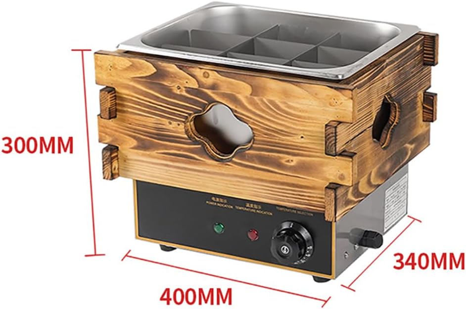 Commercial Oden Pot, 9 Boxes Oden Cooking Machine, Removable Partition, Temperature 60~200°C Freely Adjustable, Stainless Steel Body,400 * 340 * 300mm