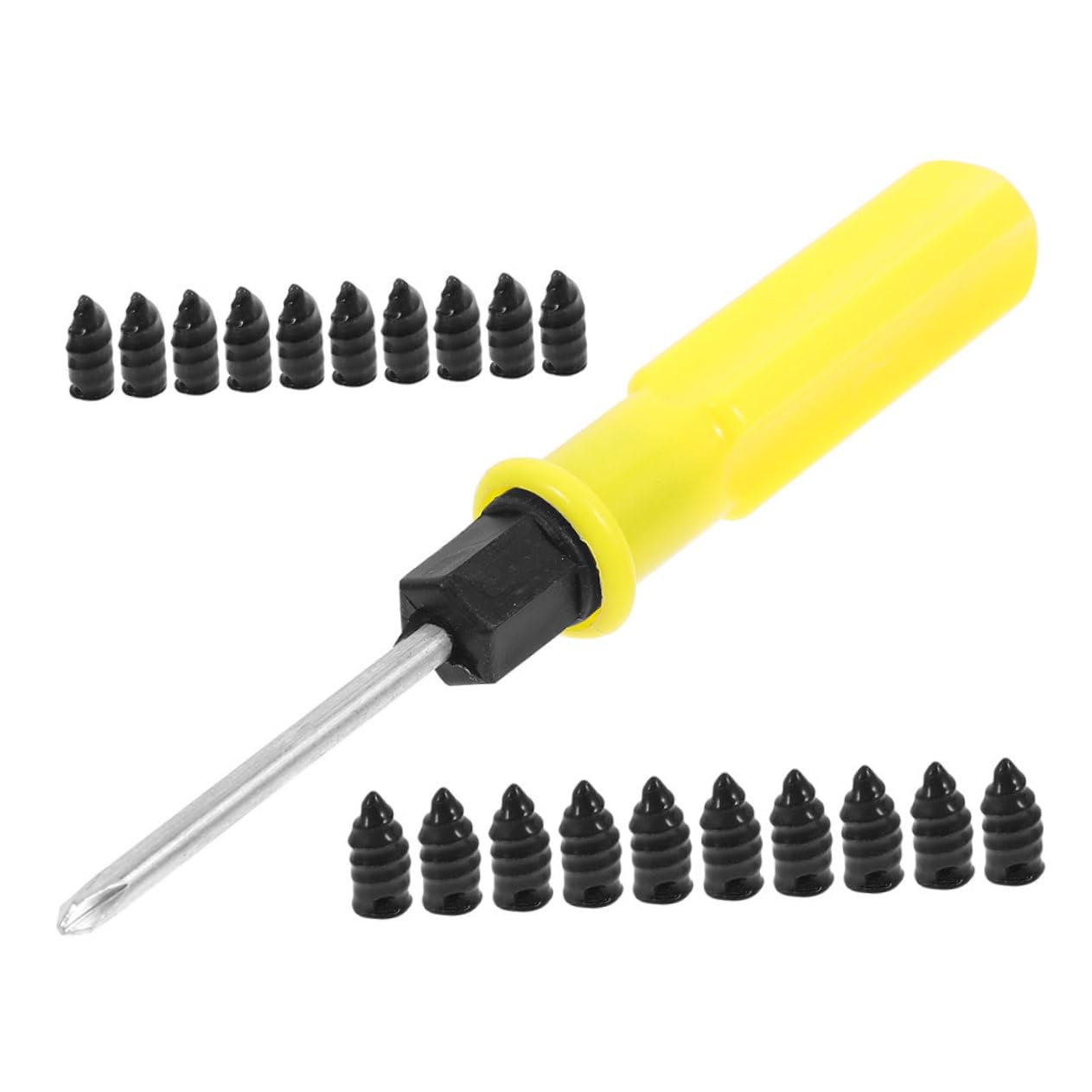 Unomor 1 Set Tire Repair Tool Screwdriver Tire Plugs Tire Plug Tool Tire Screws Plug Tire Repair Kit Tire Repair Plugs Screws for Wheel Tires Tire Patch Nails Tire Plug Kit Iron Black