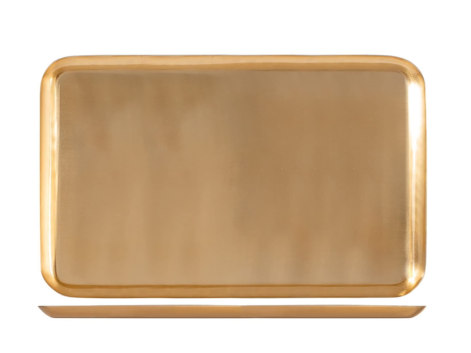 H&H Vassoio in Acciaio Inox Rettangolare, Colore Oro, 42x28cm