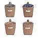 Sansheng 4PCS Wall-Hanging Storage Bags Hanging Storage Bags Cotton Linen Storage Basket Foldable Wall-Hanging Basket Family Organizer Box Decorative Bag (Color as Shown)