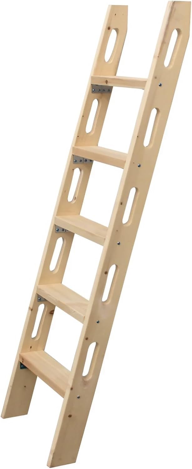 Bunk Bed Ladder - Eco-Friendly Solid Wood, Durable 1.18" Thick, 300KG Capacity, Safety Hollow-Out Side Rails, Includes Mounting Accessories, Perfect for Dorms, Bedrooms, Apartments