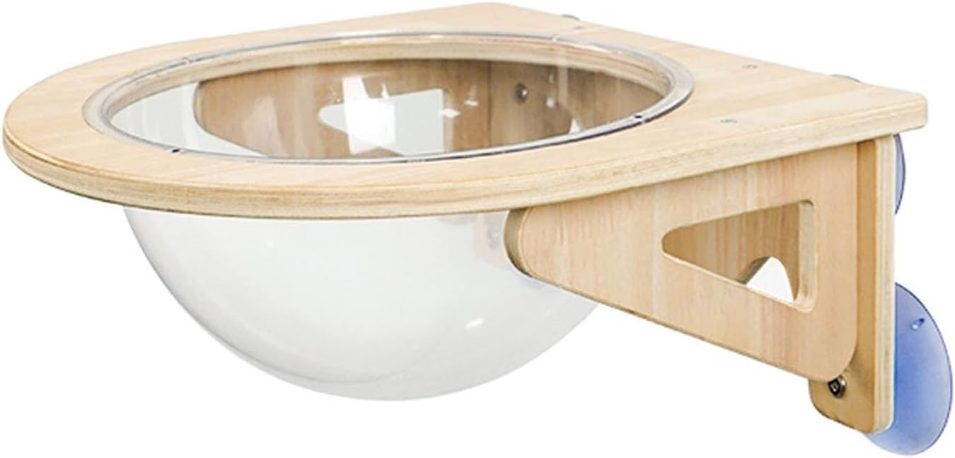 Cat Wall Shelves, Clear Bubble Suction Cup Kitty Lounge, Cat Window Perch, for Indoor Living Room Home Indoor Apartment Corner (Brown)