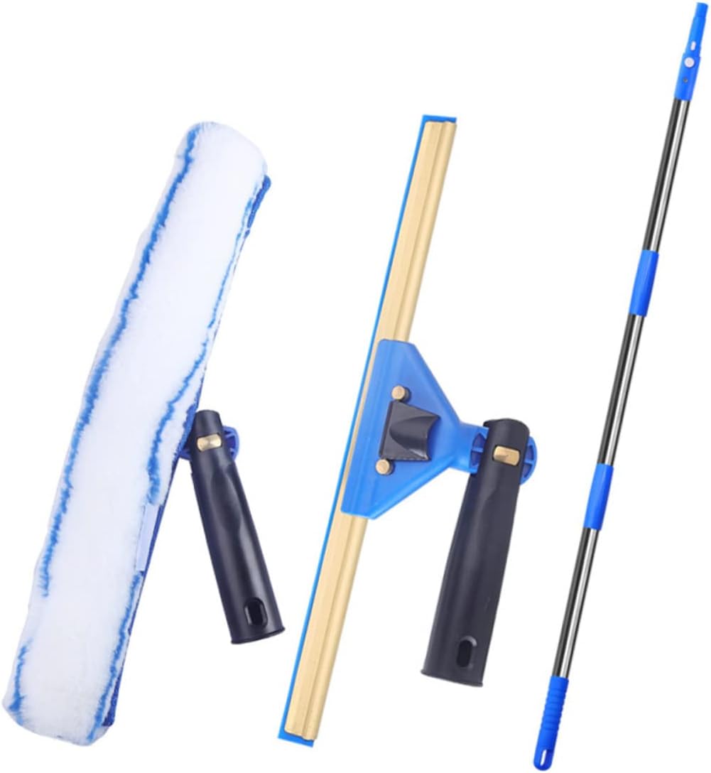 1set Car Window Cleaner Window Cleaning Tools Microfiber Scrubber Extendable Pole Random Style