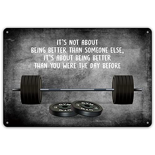 QIONGQI Motivational Quote It's Not About Being Better Than Someone Else Metal Tin Sign Wall Decor...