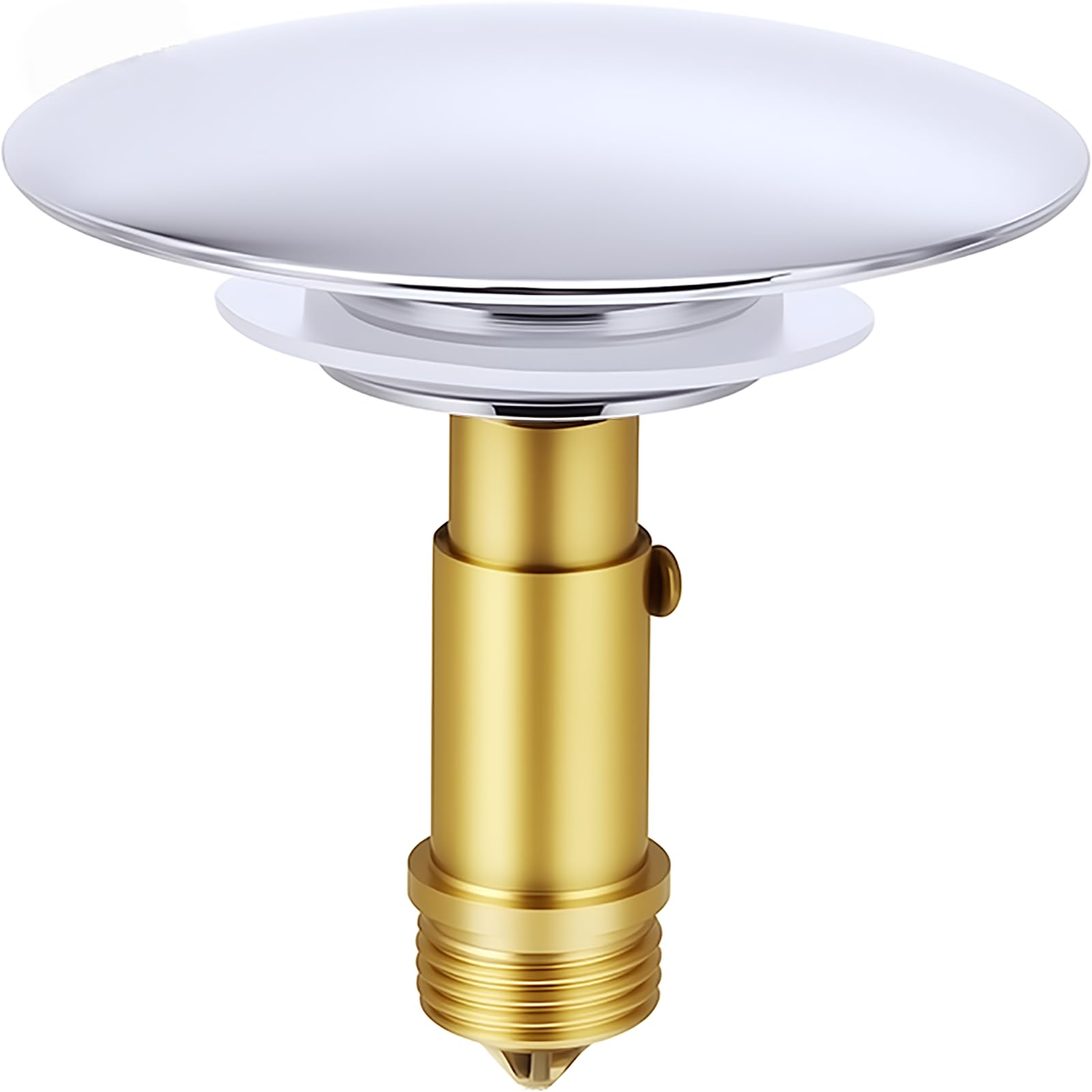 Uncakil Chrome Pop Up Click Clack Sprung Plug Stopper,Basin Sink Clicker Pop Up Bolt,Sink Drain Stopper Click Clack Brass Spring Plug Replacement For Most Bathroom Sinks,Tubs,And Basin Drains 66Mm(Golden)
