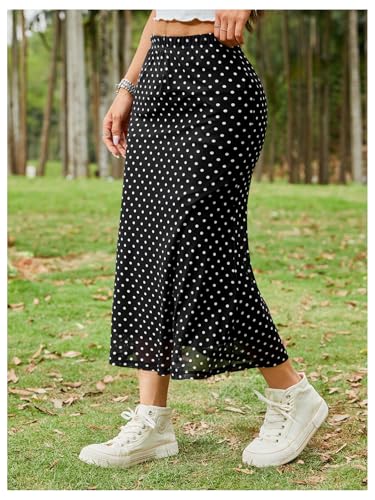 Milumia Women's Polka Dots Midi Skirt Fishtail Mesh Long Skirts2