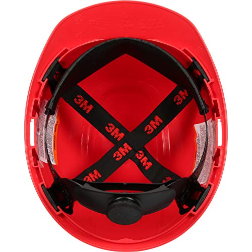3M Hard Hat, Red, Lightweight, Adjustable 4-Point Ratchet, H-705R #TOP2
