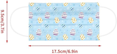 Miniatura 7 de 50 mascarillas desechables de Pascua para niños, 3 capas con estampado de conejohuevos, transpirables, con alambre para la nariz, unisex para niños