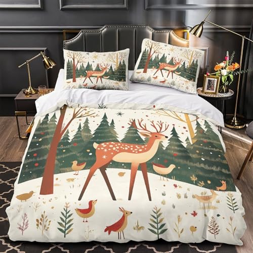 Housse de couette cerf 3D microfibre lit King drap de couette 220x240 - 2