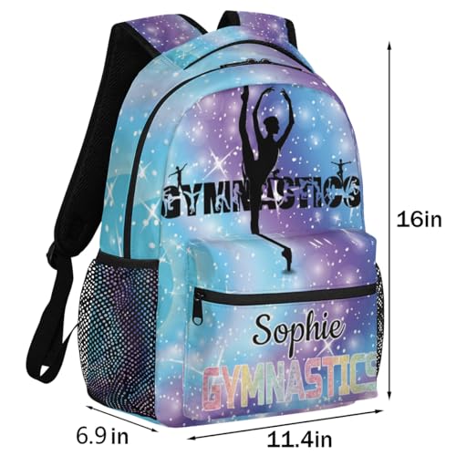 Custom Gym GYMNASTICS Backpack Personalized Shoulder Bag with Name Casual Traveling Bag Gradient Blue Purple Galaxy2