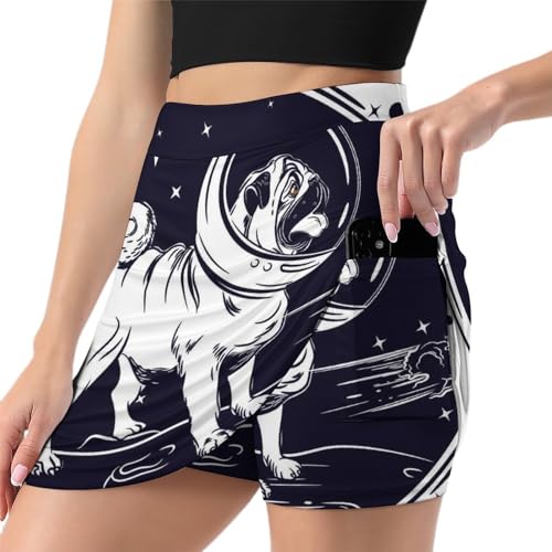 Jupe de tennis femme haut de gamme skort de golf athlétique imprimé chien de l'espace