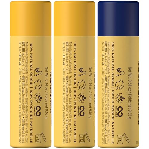 Image of Burt's Bees Moisturizing Lip Balm, 2 Original Beeswax and 1 Vanilla Bean, 100% Natural Origin, 0.34 Ounce Each, 3 Paper Tubes, Pack May Vary
