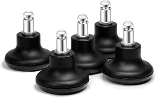 Namvo Office Chair Bell Glides 2 Inch, Replacement Stopper Swivel Caster Wheels High Profile Stool Bell Glides with Separate Self Adhesive Felt Pads 5 Pieces (Black)