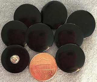 8 Shiny Black Plastic rET Buttons Metal Shank 3/4