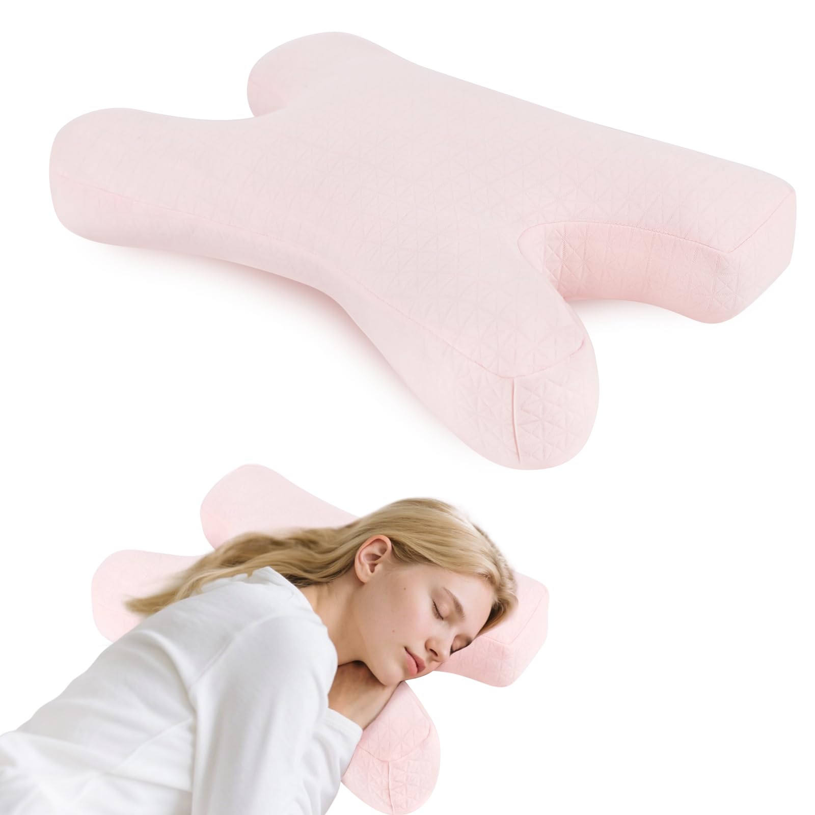 vocheer Almohada antiarrugas, almohadas de belleza ajustables que proporcionan apoyo para el cuello y alivio del dolor, almohada alternativa de plumón agradable a la piel, diseño ergonómico de