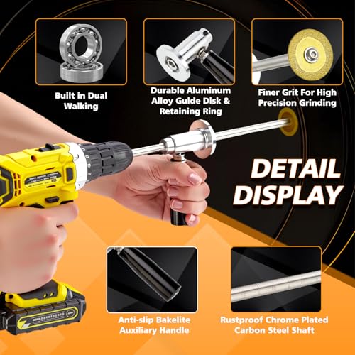 Image of Internal /Inside PVC-ABS Pipe Cutter Tool for Drill,with Handle and 3 Diamond Grit Cutting Wheel,7-Inch Adjustable Cutting Depth,Pvc Pipe Inside Cutter Set with 1 /4 Hex Shank Internal Plastic