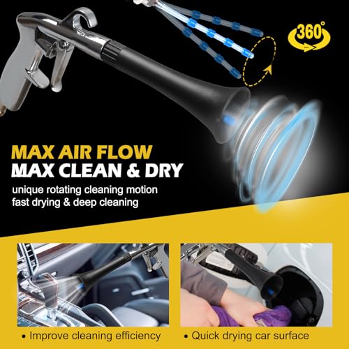TIHOOK Dry Blow Cleaning Gun, Air Blow Gun, Blow Gun Compressed, Rubber Hose, High Pressure Air Blow Guns for Car - Image 2