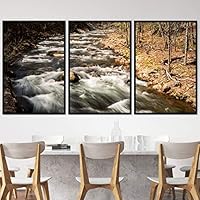 3 Piece Framed Canvas Wall Art Forest Rivers Canvas Prints Home Artwork Decoration for Living Room,Bedroom - 16