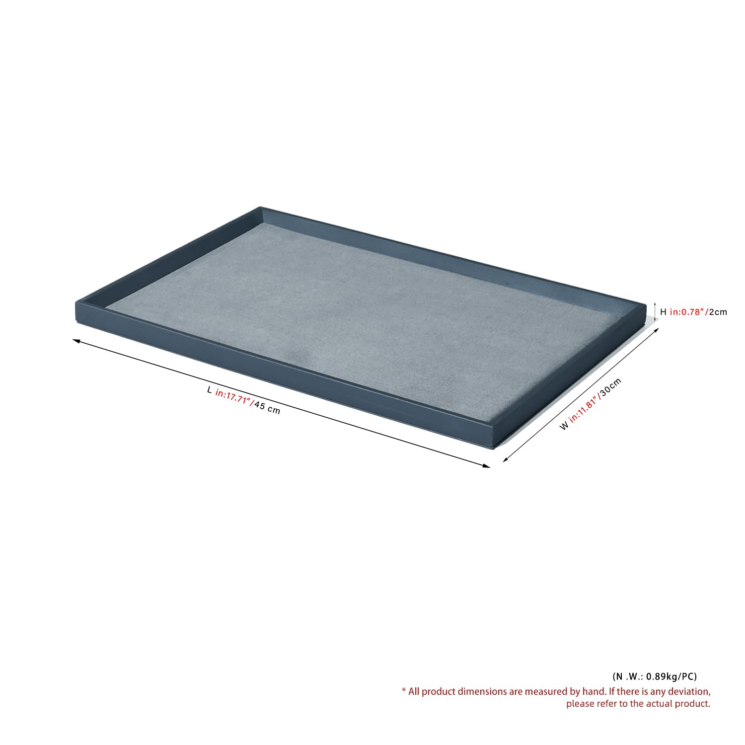 Oirlv Bandeja Plana para Joyas Azul-Gris Premium Bandeja Plana para Joyas, Bandeja Organizadora Para Almacenaje (Grande)