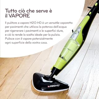 H2O HD Pulitore a Vapore e Scopa Elettrica | Lavapavimenti a Vapore Multifunzione per Casa, Pavimenti, Tappeti, Vetri, Tessuti | Senza Fili