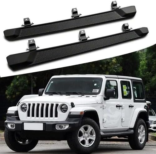 2PCS Running Boards Side Steps Nerf Bars Side Pedal Protector Fits for Jeep Unlimited Wrangler JL 4 Door 2018-2026 ABS Plastic Black