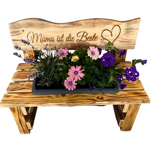 Generisch Personalisierte Blumenbank aus Holz – Pflanzbank mit Namensgravur – Dekorative Pflanzenbank für Innen & Außen - Outdoor Garten Oma Mama Muttertag Geburtstag Geschenk Hochzeit