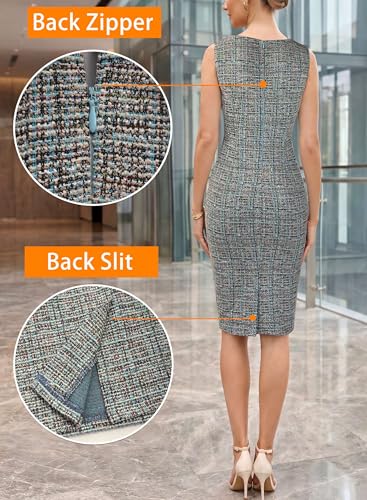 Image of VFSHOW Womens Front Zipper Work Business Office Bodycon Dress Elegant Professional Career Church Party Pencil Sheath Dress