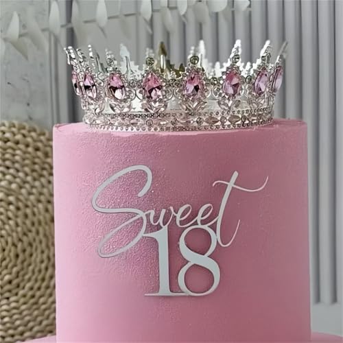 HQKJGSYX Sweet 18th Cake Topper Happy Birthday Cake Toppers Acrylic Silvery Glitter for Eighteen Birthday Party Decorations Boys and Girls 18th Adultish Cake Topper Party Decorations Supplies