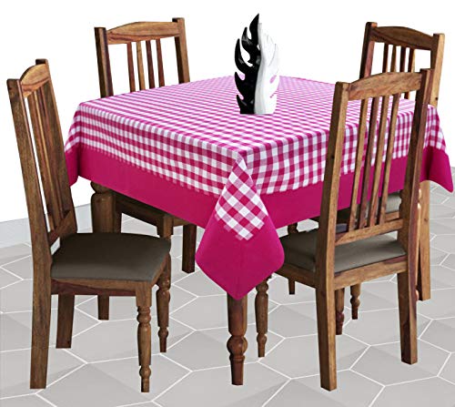 Image of AIRWILL Cotton Checkered Pattern 4 Seater Table Cloth Pack of 1 pc (Pink)