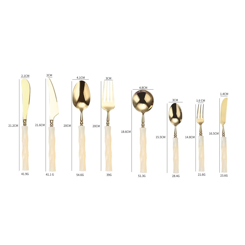 Manico Acrilico Cucina Acciaio Inox Argenteria Stoviglie Posate Set Bistecca Coltello Forchetta Cucchiaio Cucchiaino (Oro viola,Coltello affilato - 6 pezzi)