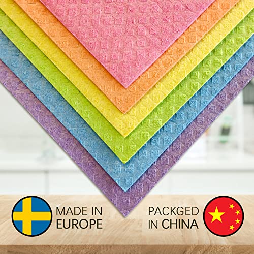 Morigins Wholesale Swedish Dish Cloths - 6 Pack Reusable Compostable Kitchen Cloth,Cellulose Sponge Dish Cloths Eco Friendly Dish Towel Set (Grey) #TOP3